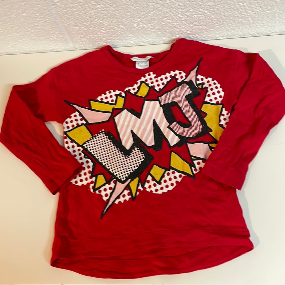 Little Marc Jacobs Size 6 Girls Longsleeve Red Teeshirt